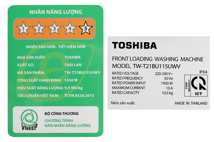 Máy Giặt Toshiba Inverter 10.5 Kg TW-T21BU115UWV(MG)